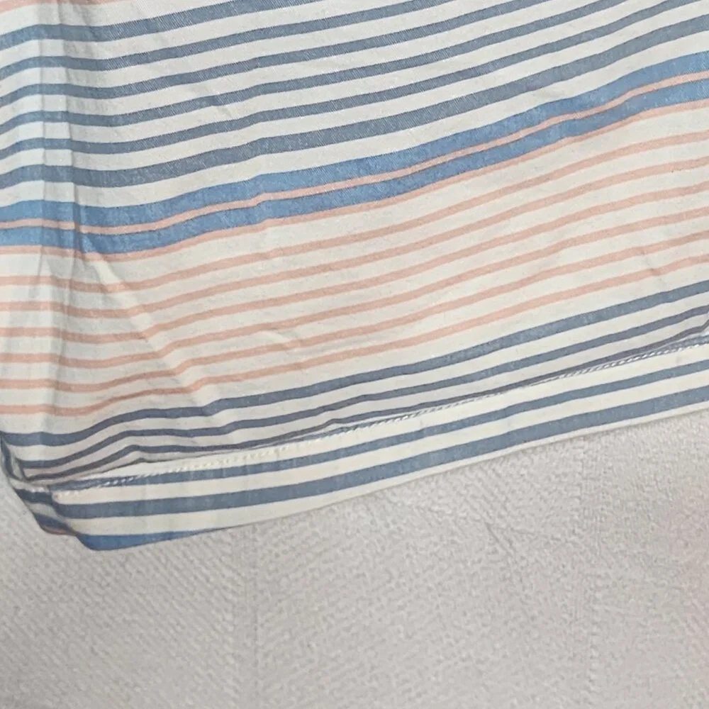 George Peach Blue Striped Casual Cotton Lyocell Span Tie Waist Short Sz XL 40-42
